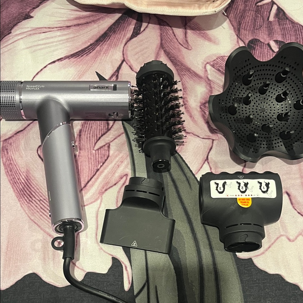 Silver Hair Dryer with Attachments